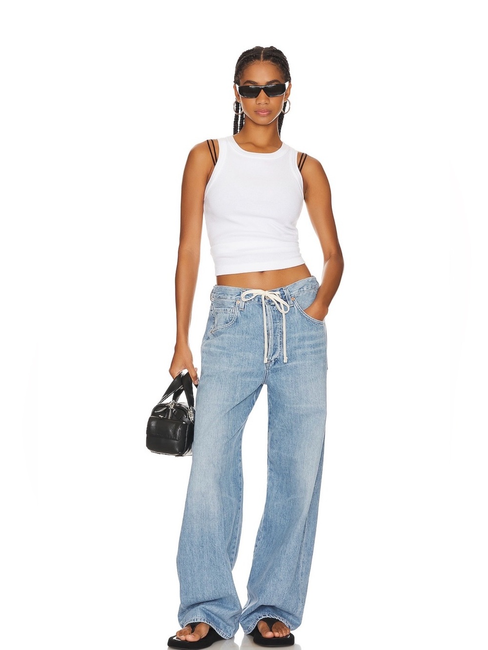 Citizens Of Humanity Light Blue Wide-Leg Drawstring Jean Brynn